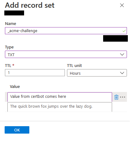 Azure DNS Record